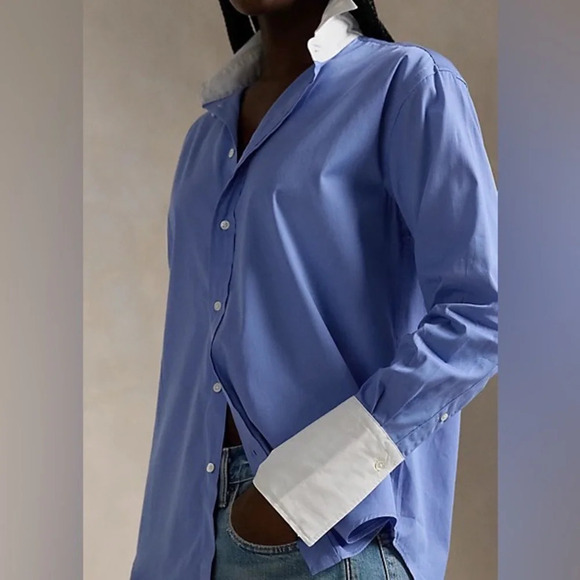 Ralph Lauren black label Extended Cuff Cotton Shirt Purple Stripe 33647 - Picture 3 of 14